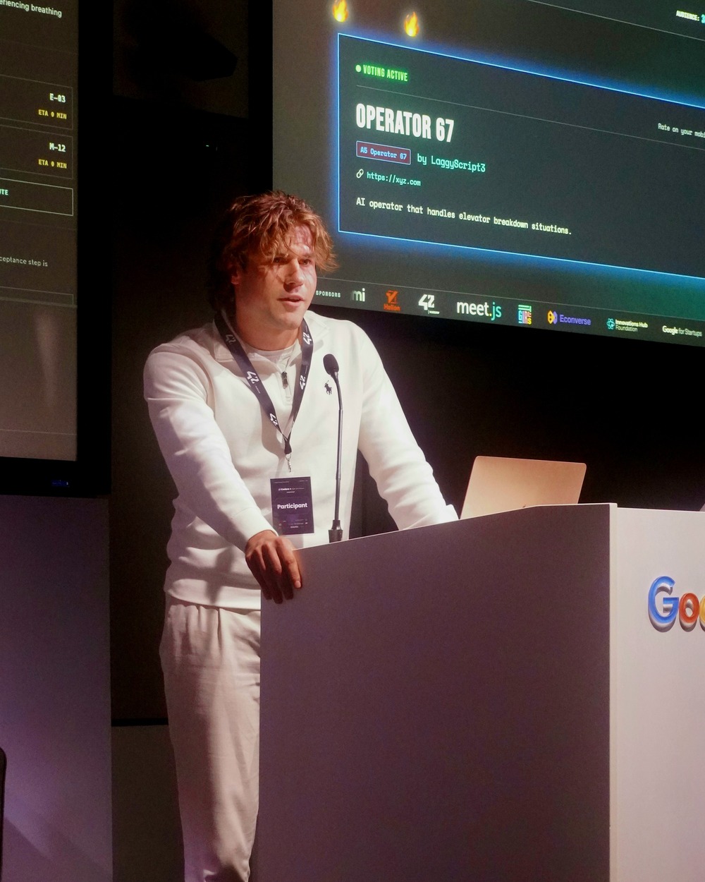 Mateusz Winiarek speaking at the Codaro Coding Challenge